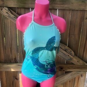 New Cat & Jack Mermaid Tail Sequin One Piece Swimsuit UPF 50+ Size XL Girl